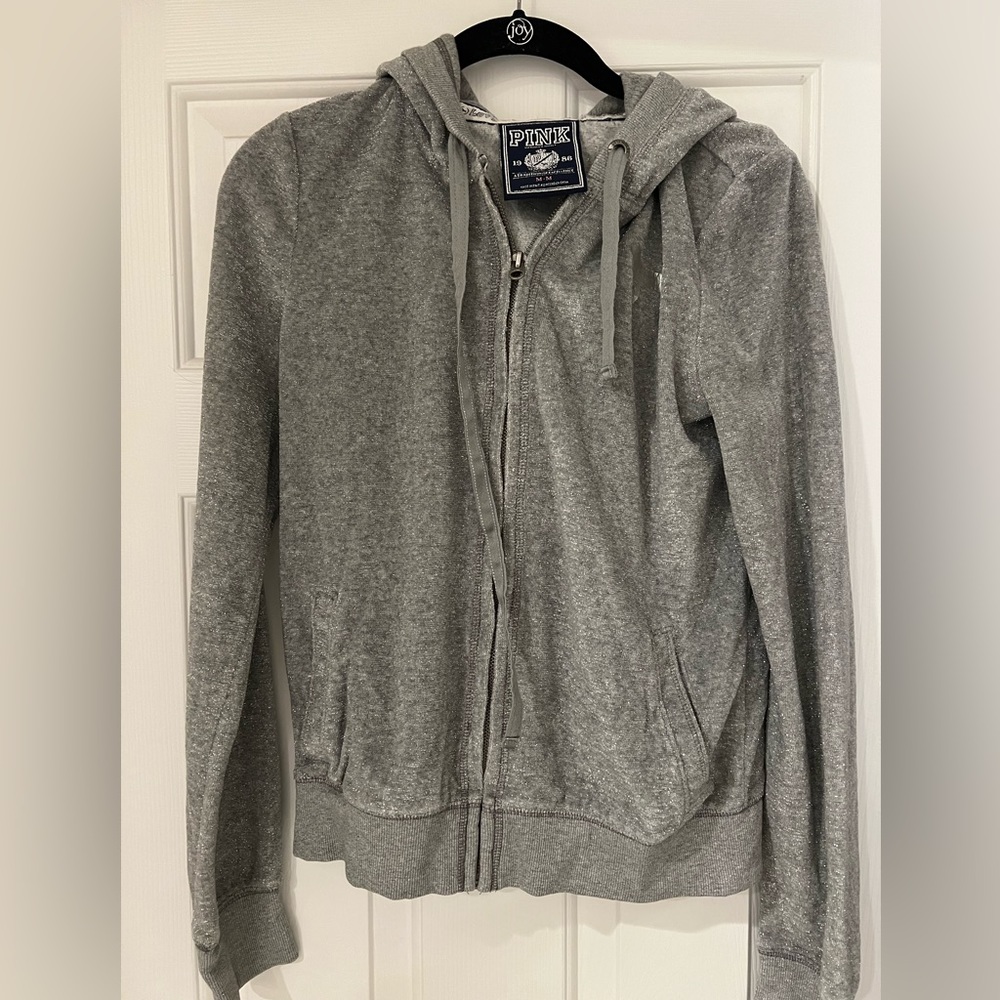 Victoria’s Secret PINK grey sparkle zip up hoodie
